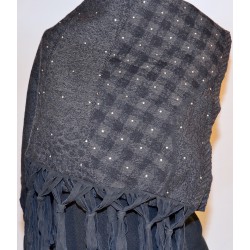 Shawl Leather Fringes & Shining Stones: 100% Wool